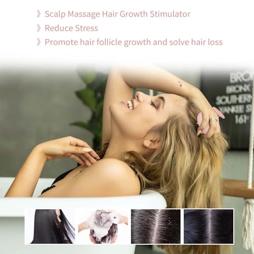 Silicone Hair Scalp Shampoo Brush, Shower Scalp Scrubber with Soft Bristles for Hair Growth & Dandruff Removal, Exfoliator, Wet Dry Hair Scalp Care for All Hair Types (Black)