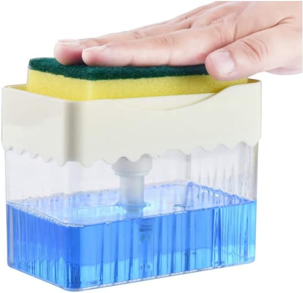 Sponge Holder Dish soap Pump Dispenser with Sponge Holder Cleaning Liquid Dispenser Manual Press Soap Organizer Kitchen soap Dispenser Caddy