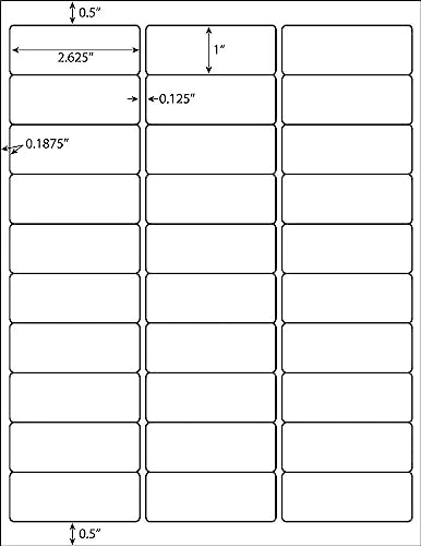 3000 Labels 30-up 1"x2-5/8" Shipping Return Address FBA Labels for Laser & Inkjet Printers, Samadex 100 Sheets 30 Up Labels 1x2.625 on US Letter,30 per Sheet Return Address Labels, 30 per Page Labels