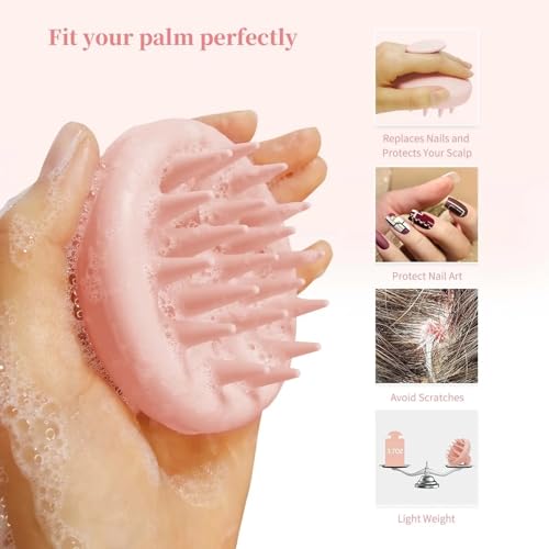Silicone Hair Scalp Shampoo Brush, Shower Scalp Scrubber with Soft Bristles for Hair Growth & Dandruff Removal, Exfoliator, Wet Dry Hair Scalp Care for All Hair Types (Black)