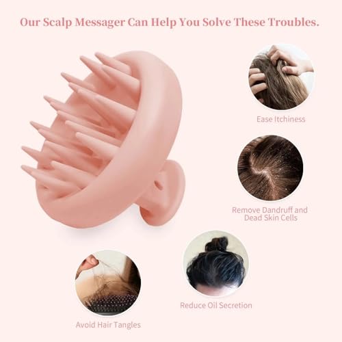 Silicone Hair Scalp Shampoo Brush, Shower Scalp Scrubber with Soft Bristles for Hair Growth & Dandruff Removal, Exfoliator, Wet Dry Hair Scalp Care for All Hair Types (Black)