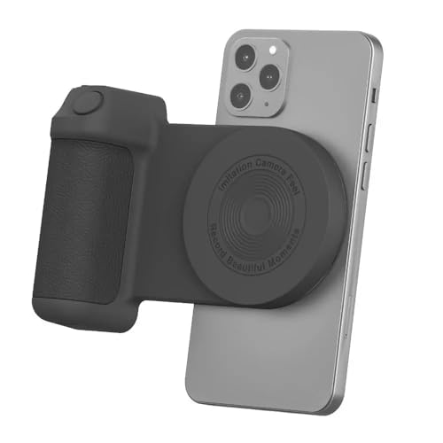 Magnetic Camera Handle Bluetooth Bracket, Upgrade Magnetic Cell Phone Grips, Shiftcam Snapgrip with Wireless Charging, Smartphone Camera Handle Grip for iPhone/Android Video Photo Shooting (Black)