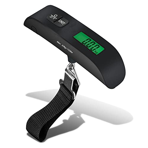 High-Precision Luggage Scale - Samadex Portable Digital Suitcase Weigher with Tare Function, Travel Weight Scale for Baggage Up to 110 lbs/50 kg, Ideal for Travel and Shipping