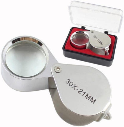 Folding Mini 30x21mm Loupe Magnifying Rotating Jewelers Eye Glass Magnifier Silver 202153