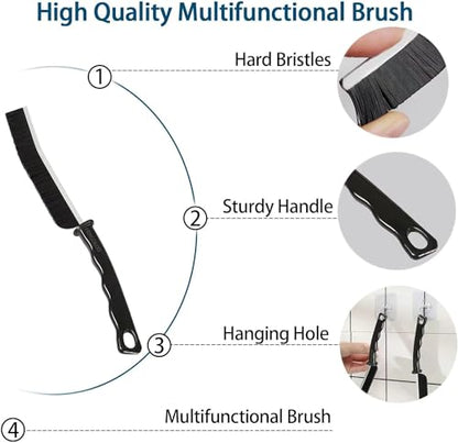 4PCS Gap Cleaning Brush, Bathroom Gap Cleaning Brush for Household, Dead Corners Multifunctional Brushes, for Bathroom, Kitchen Tiles Window Slots, Hard Bristle Cleaning Brush (Black and White)