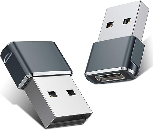 USB to USB C Adapter 2Pack- USB C Female to A Male OTG Charger Type C Converter,Compatible with Apple Watch Ultra iWatch,iPhone,AirPods,iPad Air,CarPlay,Samsung Galaxy S23 (Black)