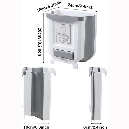 Kitchen Trash Cans Foldable Square Dustbin Household Garbage Collapsible Hanging Plastic Trash Can 2.4 Gallon Trash Bin For Cabinet Door Car Bedroom Bathroom Office Dorm Room Bathroom Office (Brown)