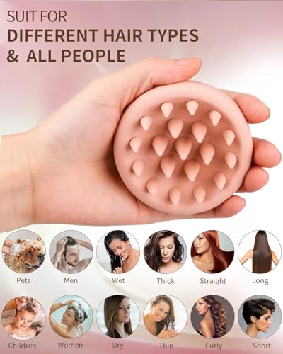 Silicone Hair Scalp Shampoo Brush, Shower Scalp Scrubber with Soft Bristles for Hair Growth & Dandruff Removal, Exfoliator, Wet Dry Hair Scalp Care for All Hair Types (Black)