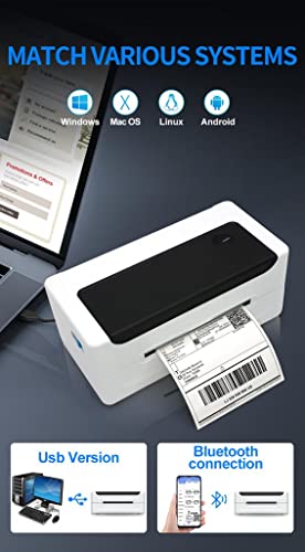 Thermal Label Printer - Blue Tooth/USB Port Express Shipping Label Printer for Waybill air Shipping Printing (USB + Bluetooth)