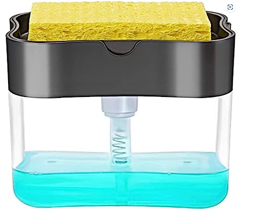 Creative Countertop soap Dispenser Kitchen Liquid Dish Holder, Sink Pump Sponge para Caddy Automatic cocin dispensador de jabón (Black)