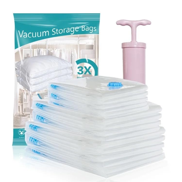 Vacuum Storage Bags 12 pack (3 Large, 3 Medium, 3 Small, 3 Jumbo) Space Saver Bags For Travel, Compression Storage Organizer Bags for Comforters & Blankets, Vacuum Sealer Bags, Clothes Storage