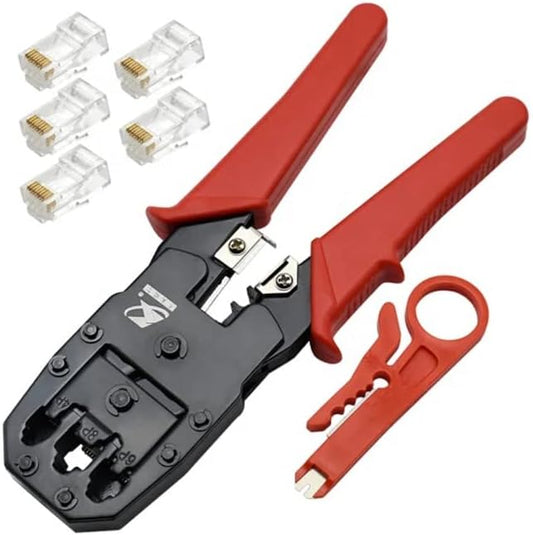RJ45 Crimping Tool Kit - Professional CAT5, CAT6 Ethernet Crimper Kit with Klein Crimping Tool - Includes RJ-45 Crimping Tool and CAT6 Termination Kit - Perfect Network Cable Crimping Tool Kit
