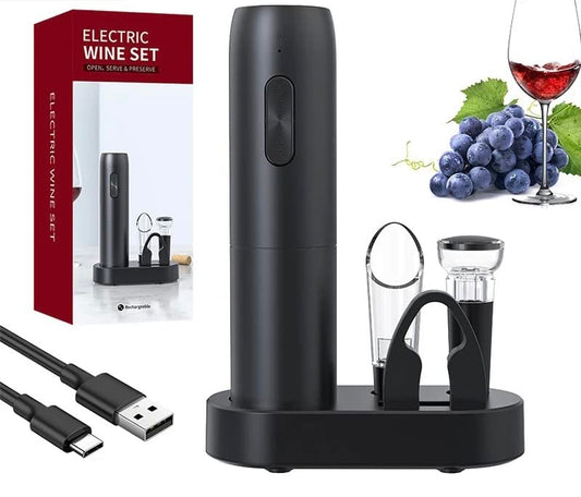 Electric Wine Opener Set - Rechargeable, Cordless Wine Bottle Opener with Foil Cutter - Upgraded Wine Accessories, Sacacorchos de Vinos Electrico - Perfect Wine Set Gift