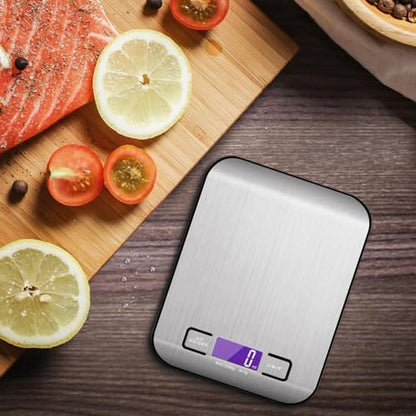 Precision Digital Kitchen Scale for Baking and Cooking - Stainless Steel Food Weighing Scale with Grams and Ounces, Compact for Meal Prep & Weight Loss (Batteries Included) (Black)