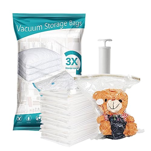 Vacuum Storage Bags 12 pack (3 Large, 3 Medium, 3 Small, 3 Jumbo) Space Saver Bags For Travel, Compression Storage Organizer Bags for Comforters & Blankets, Vacuum Sealer Bags, Clothes Storage