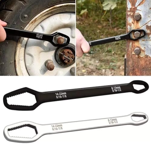 Double-Ended Adjustable Wrench - 5/16-7/8 Inch Multifunctional Universal Self-Tightening Wrench - Perfect for Home Improvement, Plumbing, Mechanics Handy Tool Set Addition (160mm)