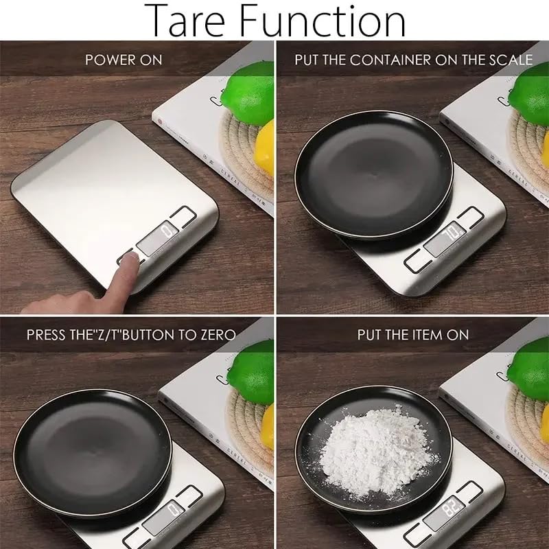 Precision Digital Kitchen Scale for Baking and Cooking - Stainless Steel Food Weighing Scale with Grams and Ounces, Compact for Meal Prep & Weight Loss (Batteries Included) (Black)