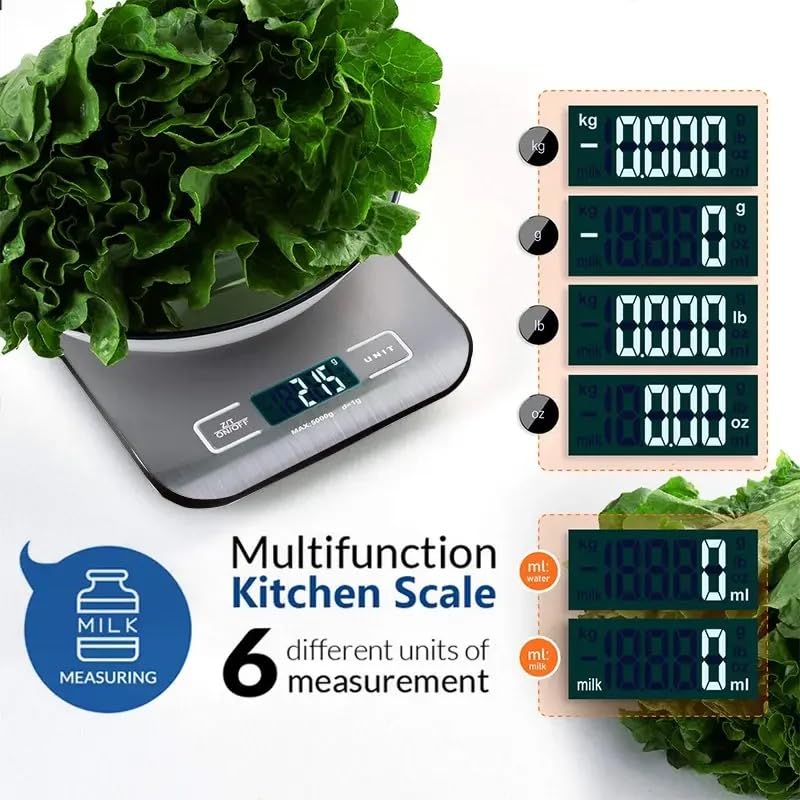 Precision Digital Kitchen Scale for Baking and Cooking - Stainless Steel Food Weighing Scale with Grams and Ounces, Compact for Meal Prep & Weight Loss (Batteries Included) (Black)
