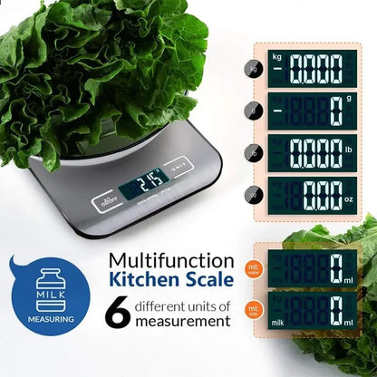 Precision Digital Kitchen Scale for Baking and Cooking - Stainless Steel Food Weighing Scale with Grams and Ounces, Compact for Meal Prep & Weight Loss (Batteries Included) (Black)