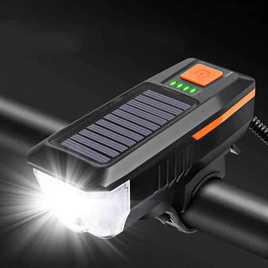 Solar USB Rechargeable Double Charging Horn Lamp
Waterproof 3 Modes Bicycle Headlight Bike Front Light with Power Indicator