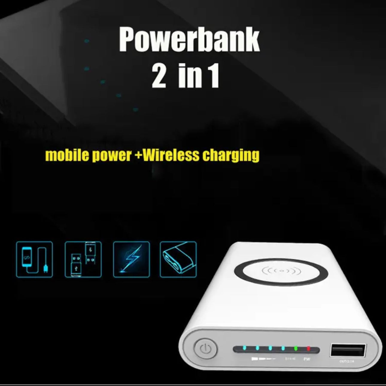 10000mAh Portable Wireless Charging Powerbank External Battery Phone Charger Power Bank-