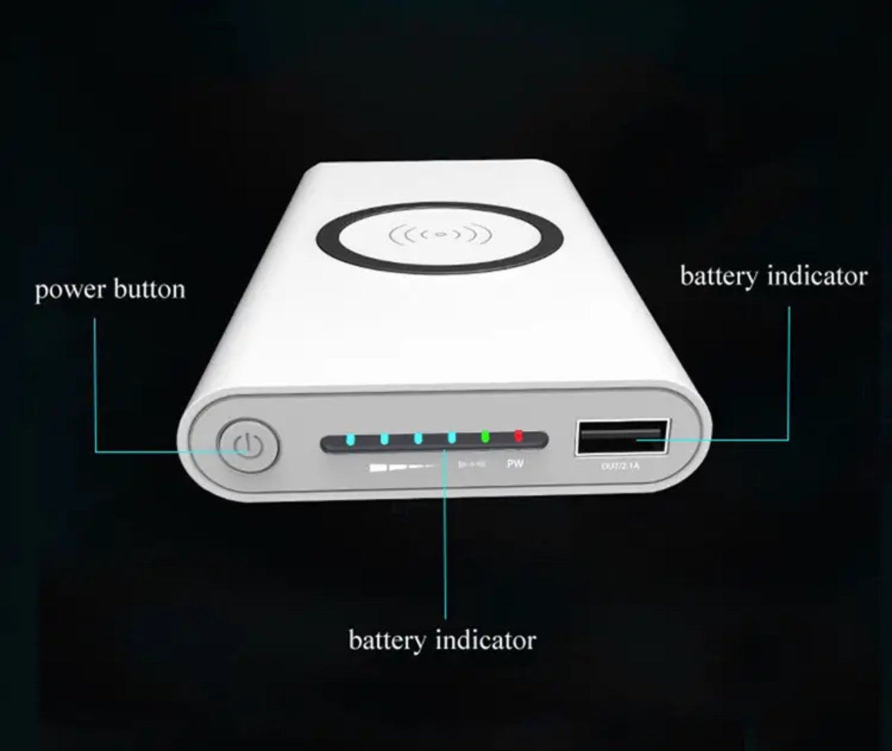 10000mAh Portable Wireless Charging Powerbank External Battery Phone Charger Power Bank-
