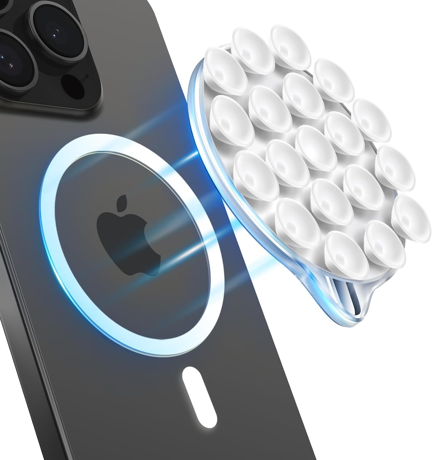 Silicone Suction Phone Case Magnetic Phone Mount, Silicon Hands-Free Phone Accessory for iPhone and Android, Mirror Shower Phone Holder, Tiktok Videos and Selfies (Black)
